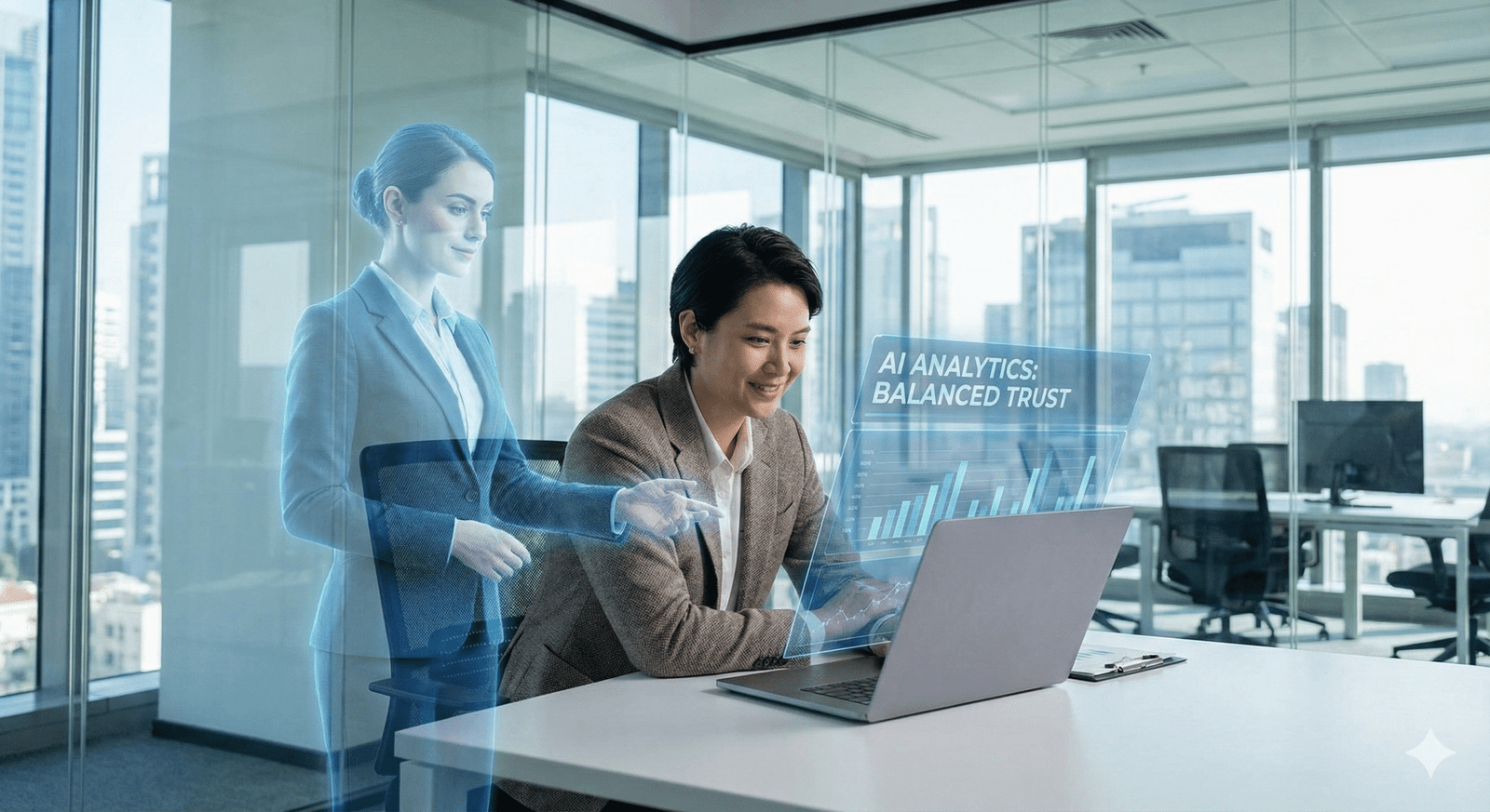 Investor cross-checking AI financial suggestions before making decisions